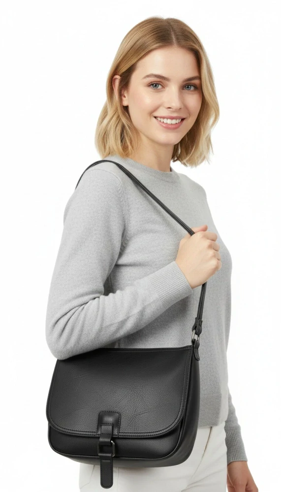 Dámská černá lovecká kabelka Tessra crossbody i na rameno N1485