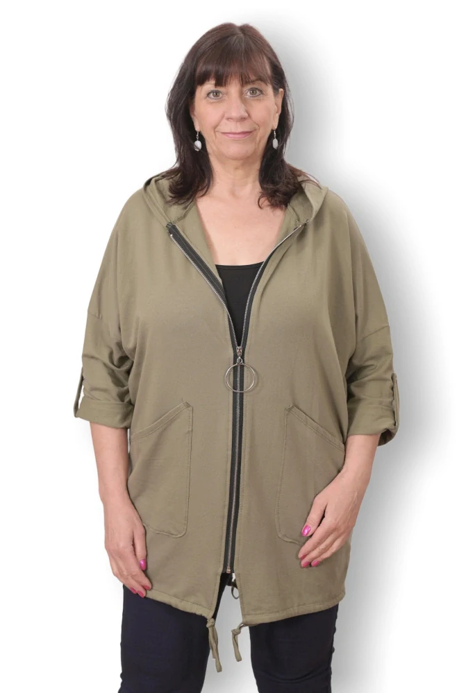 Dámská khaki mikina v nadměrné univerzální velikosti až 3XL P1161