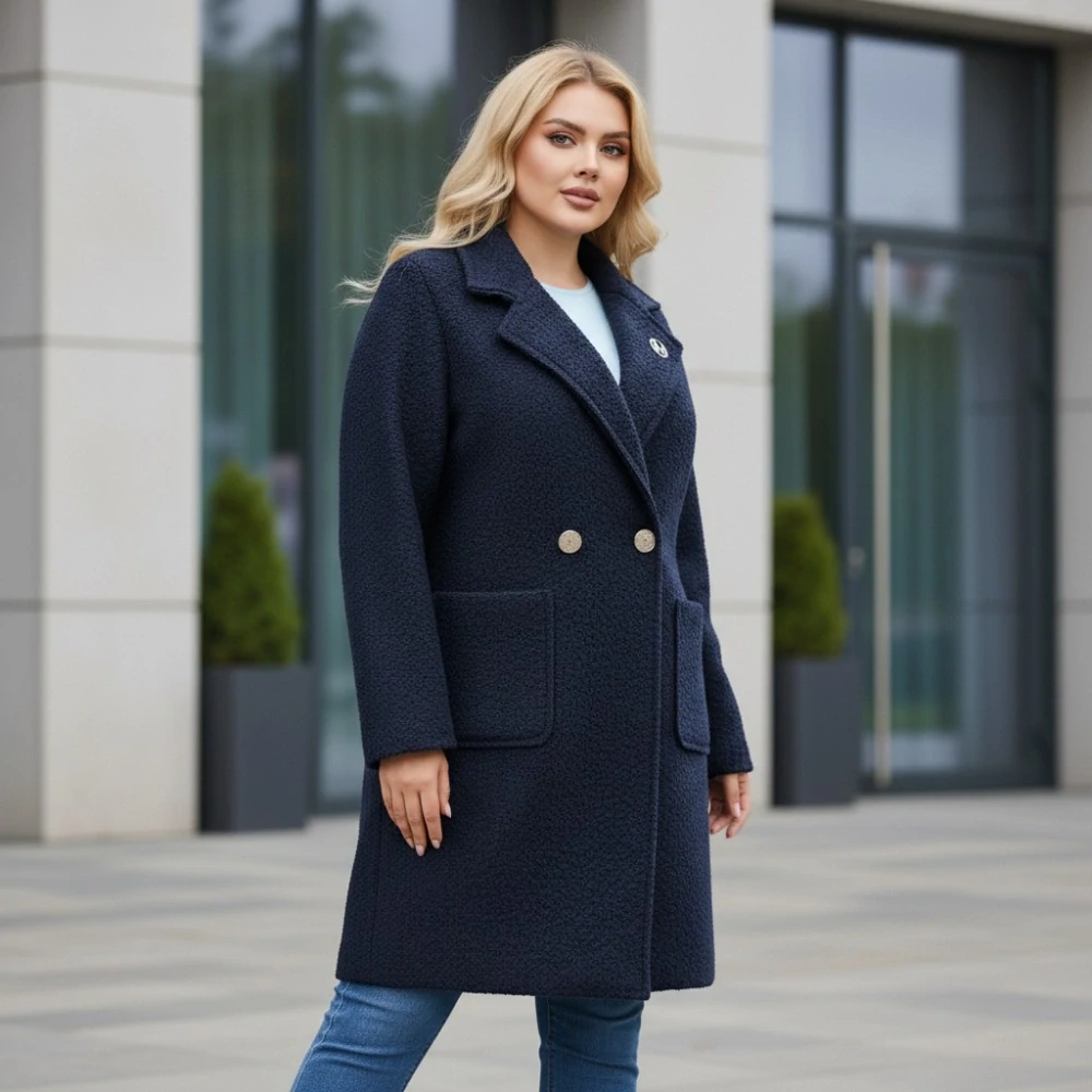 Dámský jarní tmavě modrý kabát Liz uni M-XXL-973