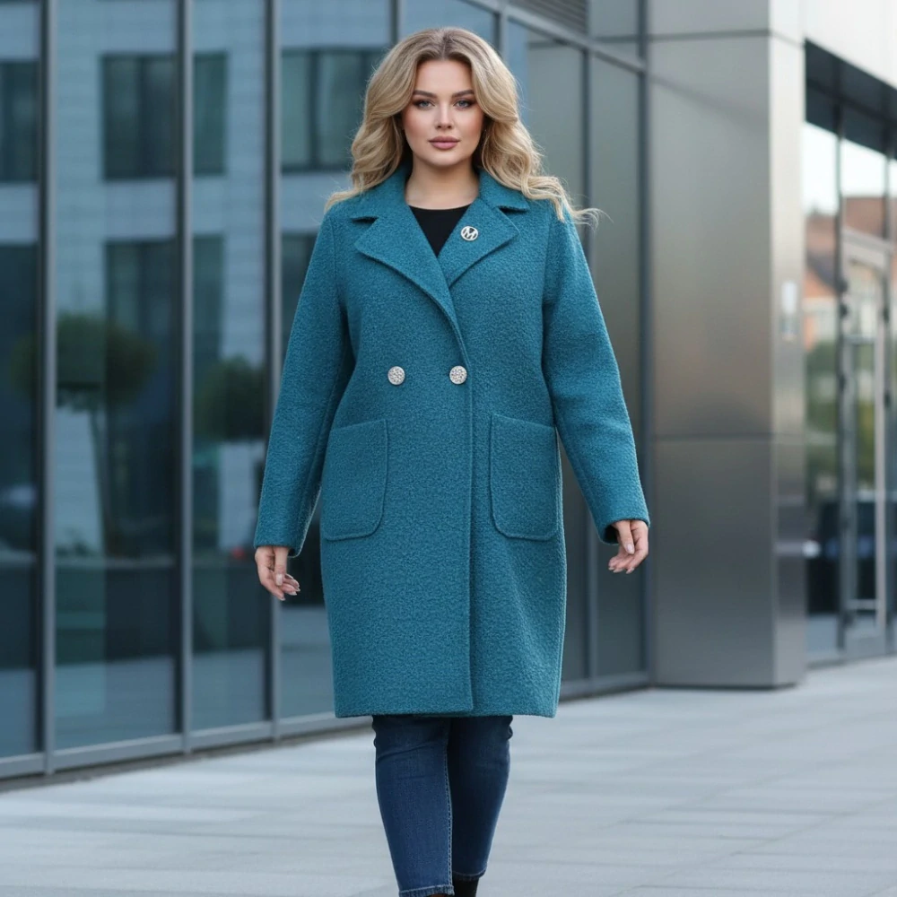 Dámský jarní petrol kabát Liz uni M-XXL-971