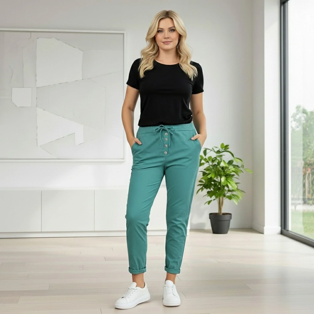 Dámské pružné petrolejové kalhoty Mio Moda J1727