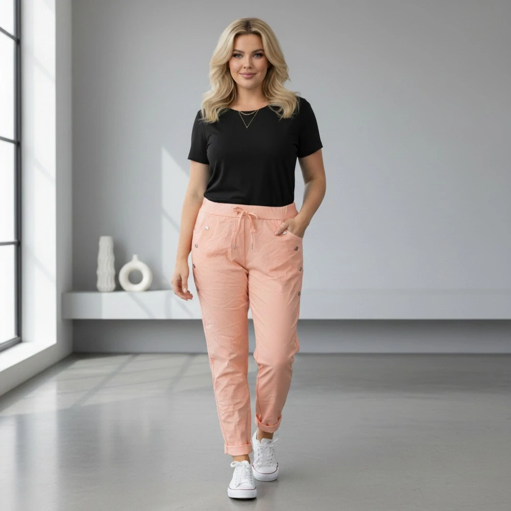 Dámské pružné meruňkové kalhoty Mio Moda J1717