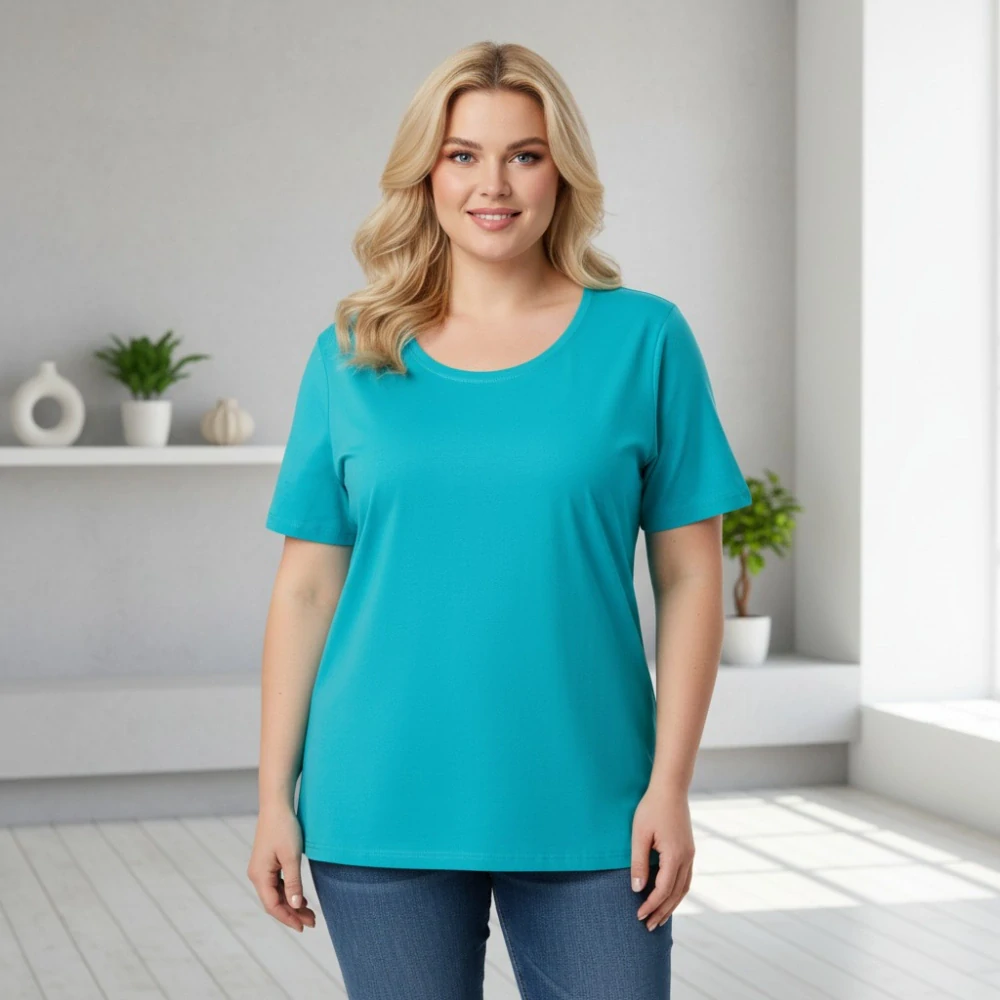 Dámské bavlněné tyrkysové triko Benter XL-4XL N2398