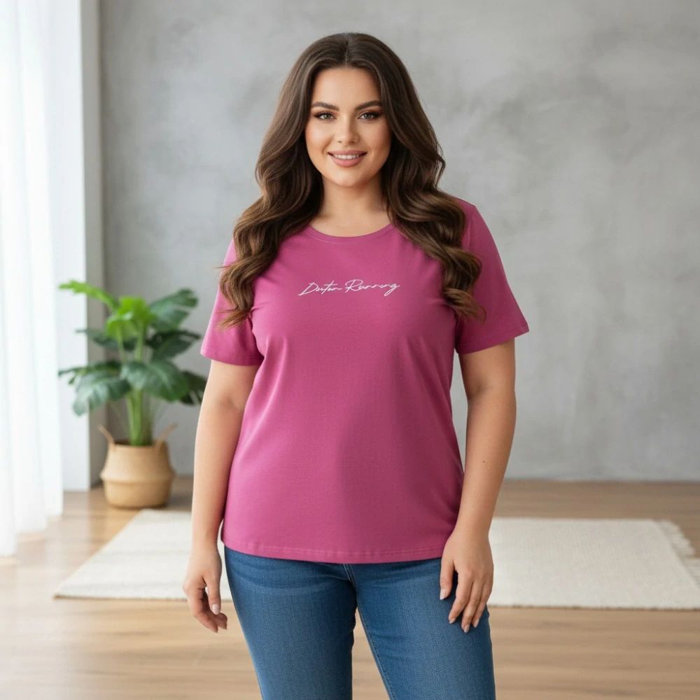 Dámské bavlněné růžové triko Benter XL-4XL N2388