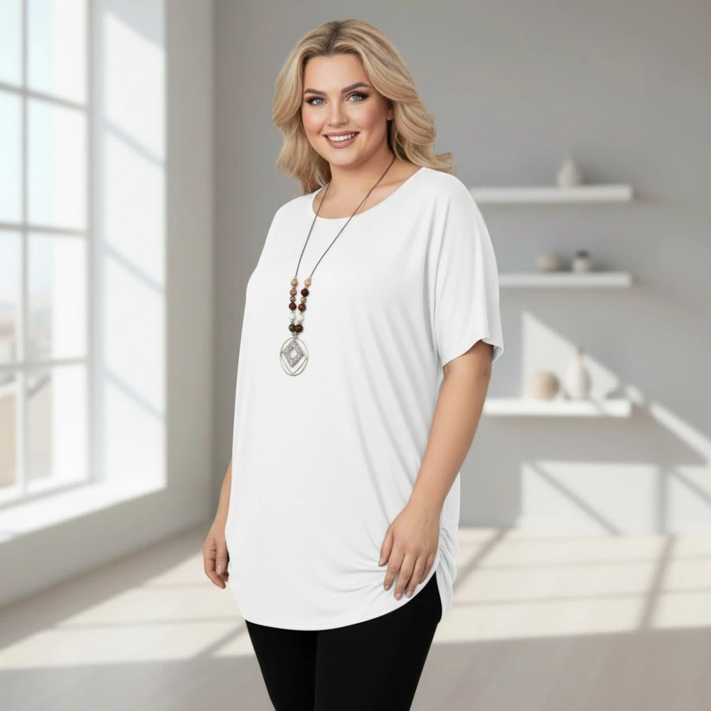 Dámské bílé triko oversize velikost XL - XXXL N2348