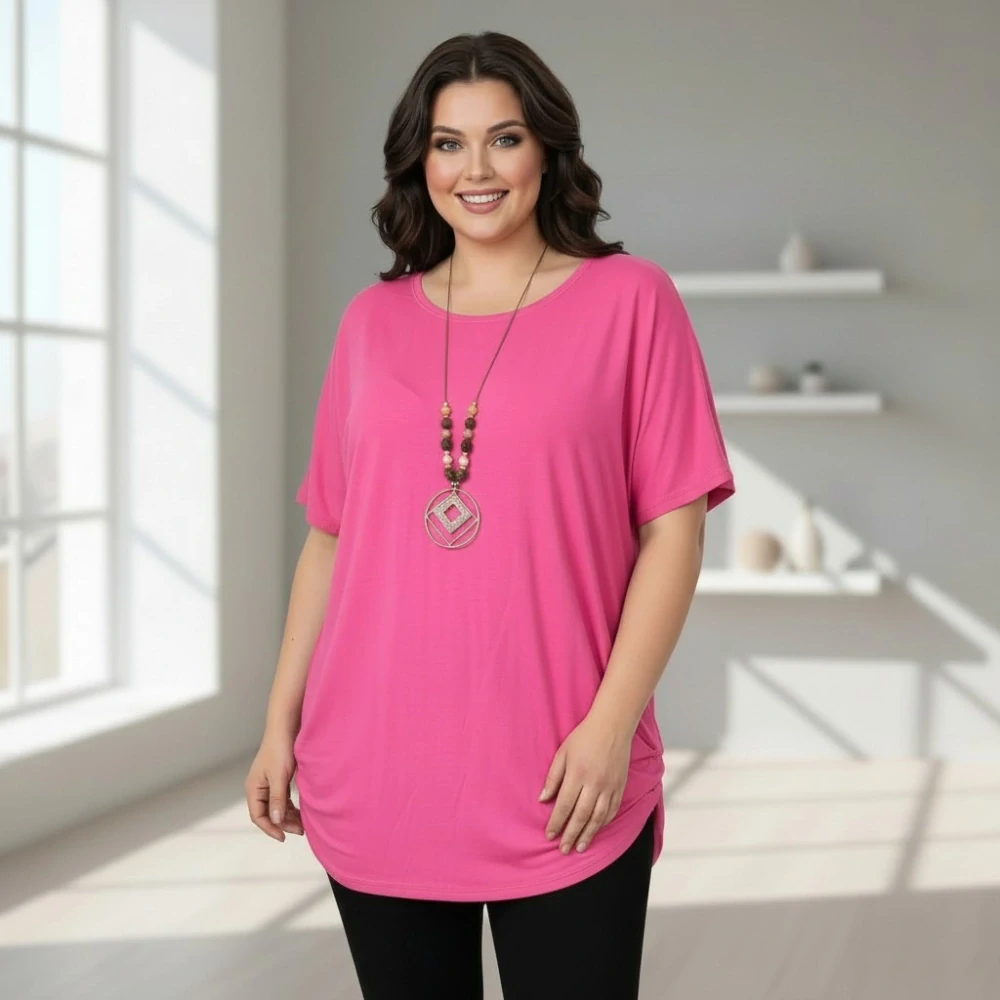 Dámské růžové triko oversize velikost XL - XXXL N2346