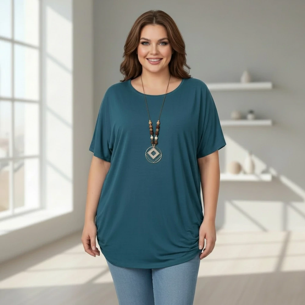 Dámské petrol triko oversize velikost XL - XXXL N2345