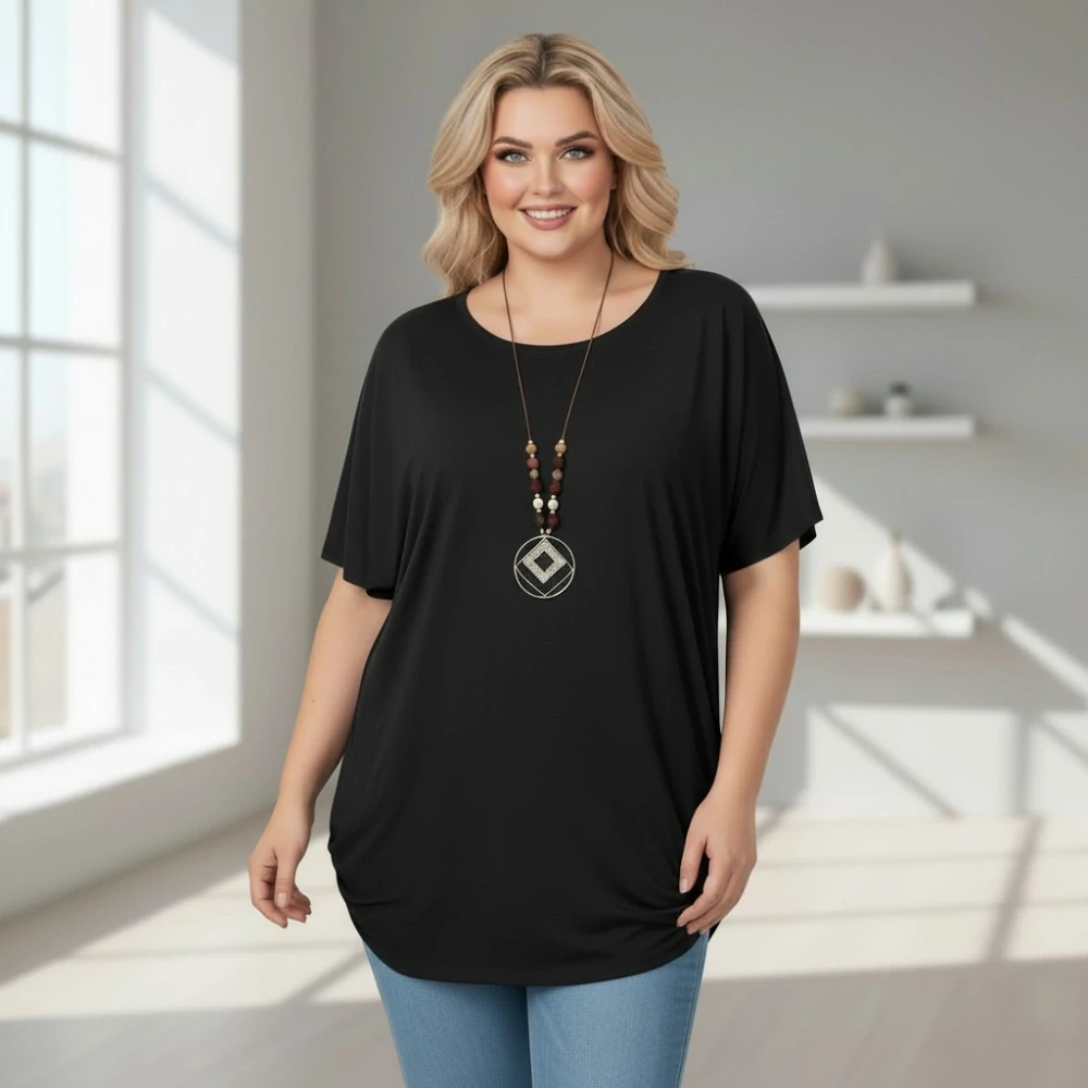 Dámské černé triko oversize velikost XL - XXXL N2343