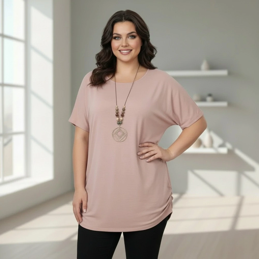 Dámské lososové triko oversize velikost XL - XXXL N2342