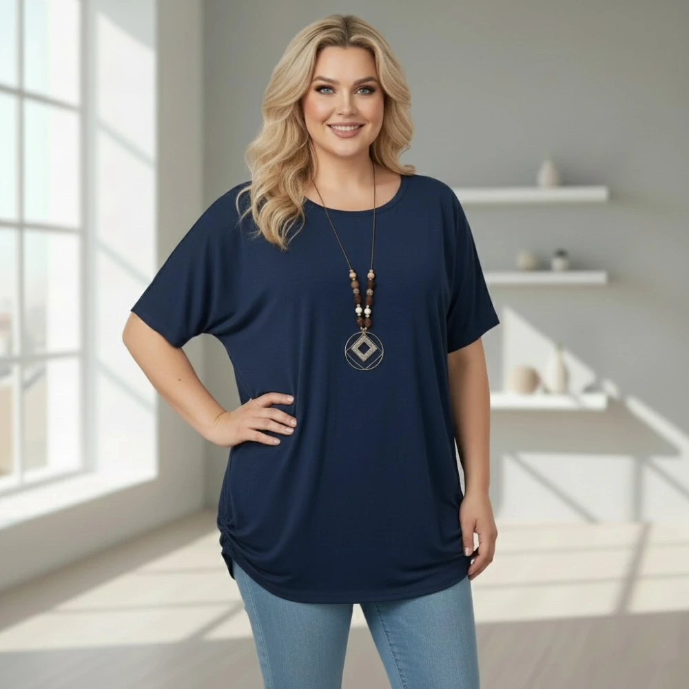 Dámské tmavě modré triko oversize velikost XL - XXXL N2341