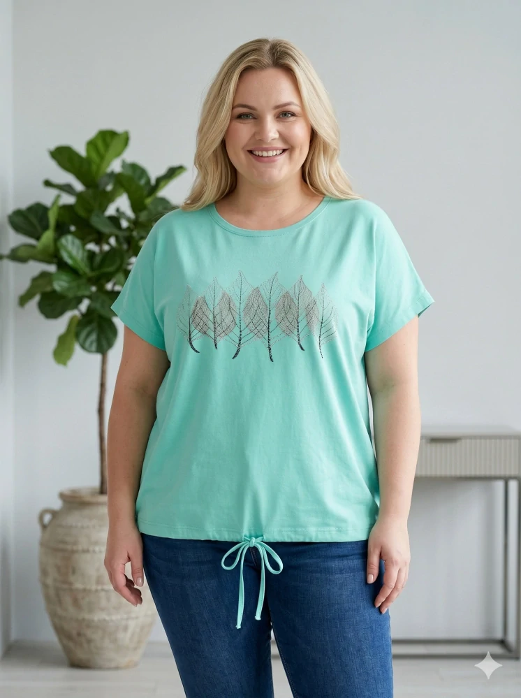 Dámské bavlněné tyrkysové triko Lyn L-3XL L5993