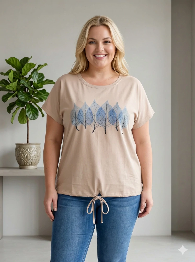 Dámské bavlněné béžové triko Lyn L-3XL L5992