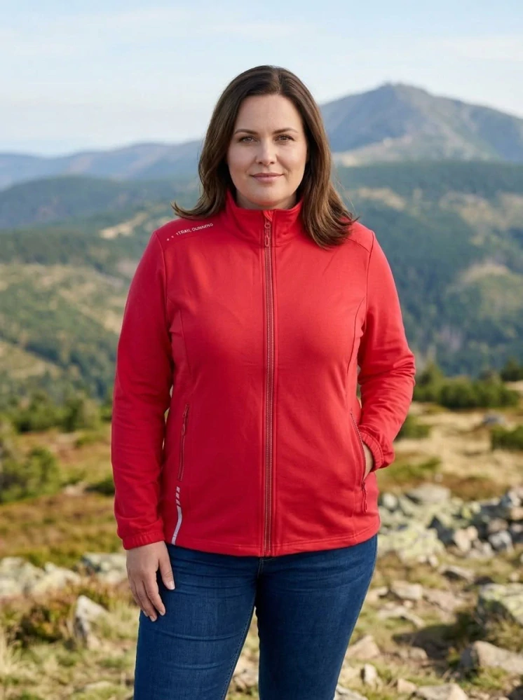 Dámská nadměrná slabší červená mikina Benter 23281 3XL-6XL K853