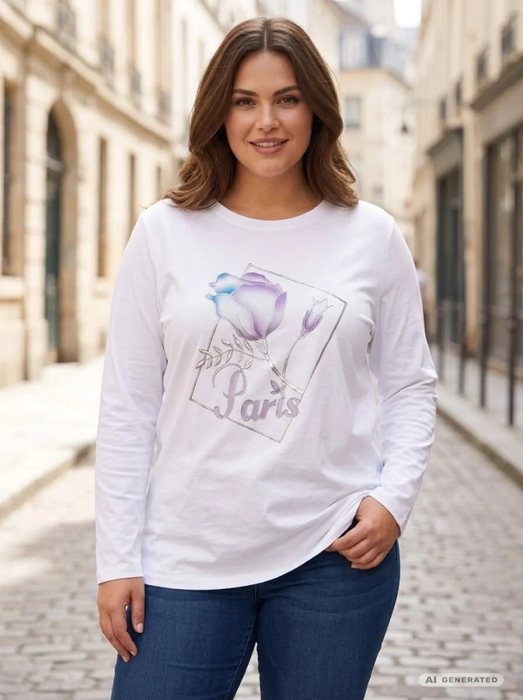 Dámské bílé triko EMT pro plnoštíhlé L2397