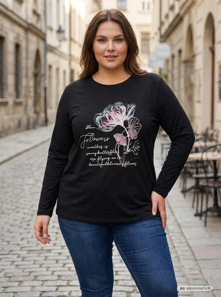 Dámské černé triko EMT pro plnoštíhlé L2392