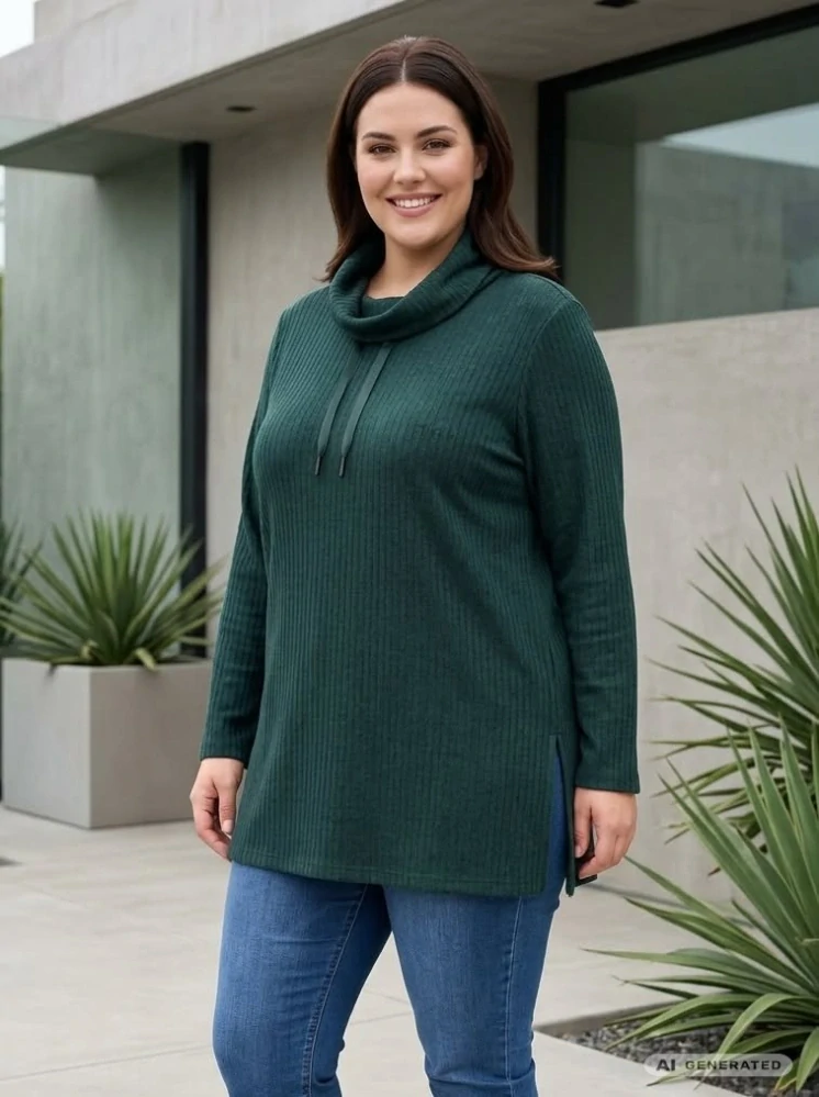 Dámský delší rolák zelený L-3XL S1889