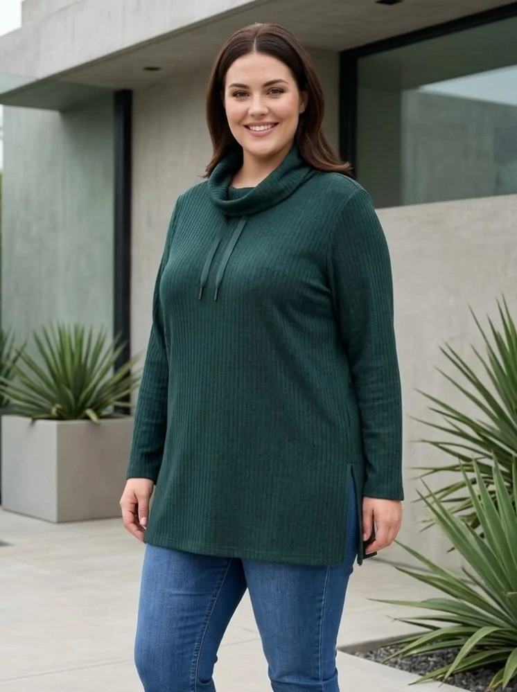 Dámský delší rolák zelený L-3XL S1889