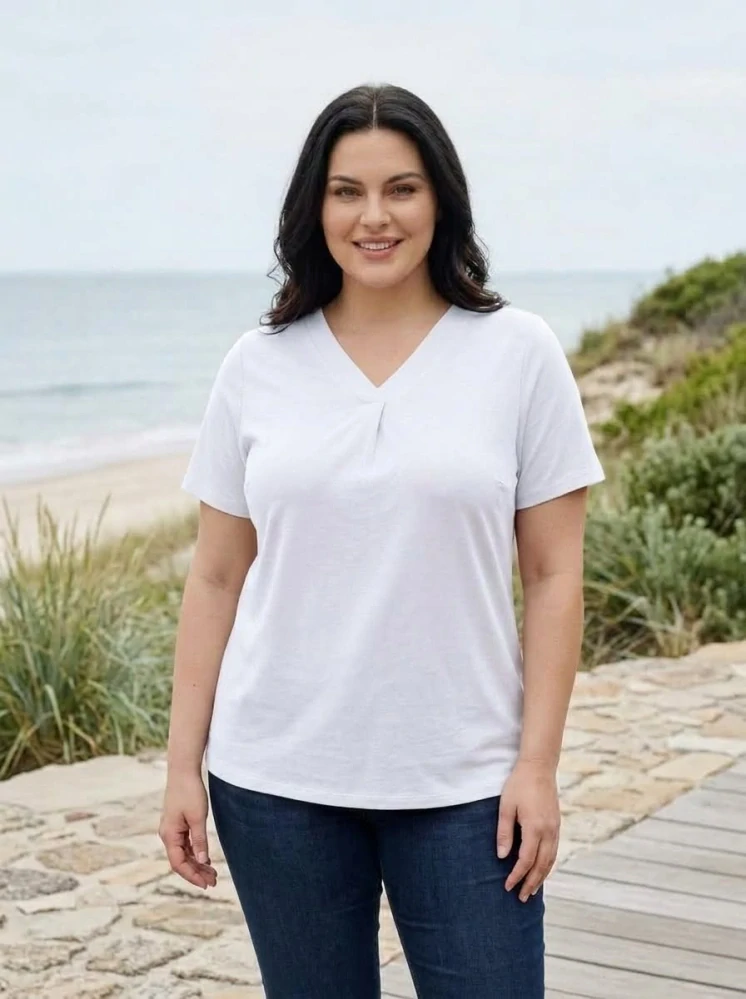 Dámské triko Baty pro plnoštíhlé L-4XL bílé L2357