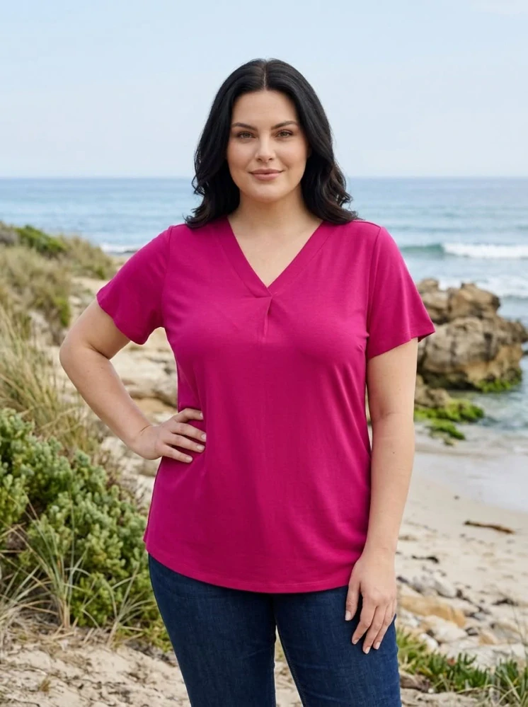 Dámské triko Baty pro plnoštíhlé L-4XL růžová L2354