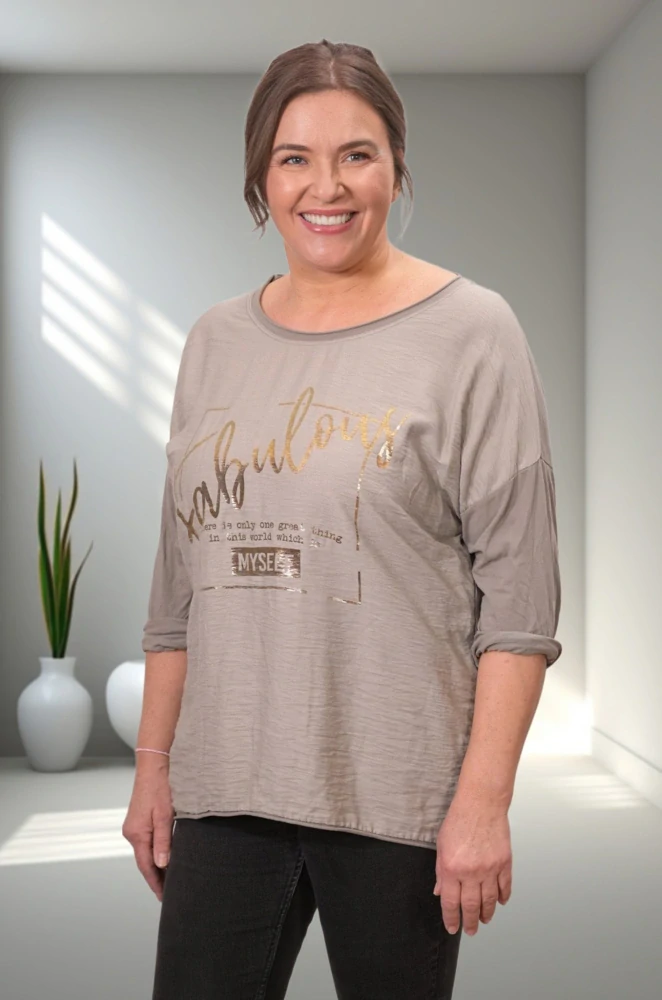 Dámské hnědé triko s dlouhým rukávem Anita Moda uni velikost L - XXL U1299