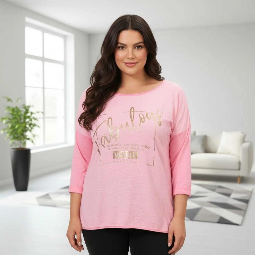 Dámské růžové triko s dlouhým rukávem Anita Moda uni velikost L - XXL U1302