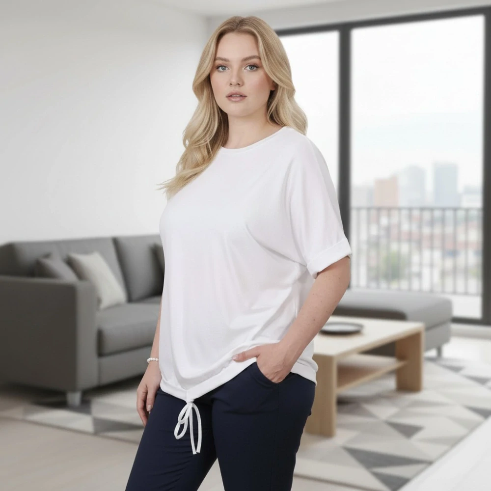 Dámské bílé triko nadměrná univerzální velikost XL - 3XL R1304