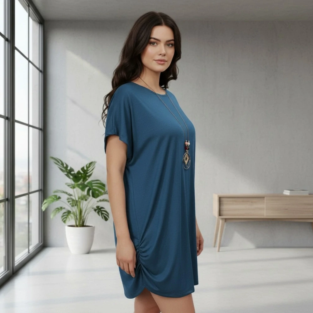 Dámské petrol šaty nadměrná univerzální velikost XL - XXXL R1332
