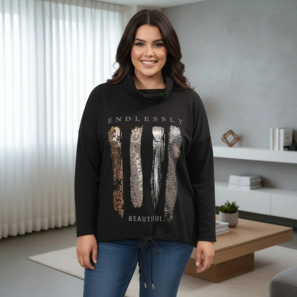 Dámská černá teplá mikina microfleece uni velikost L-XXL P1361