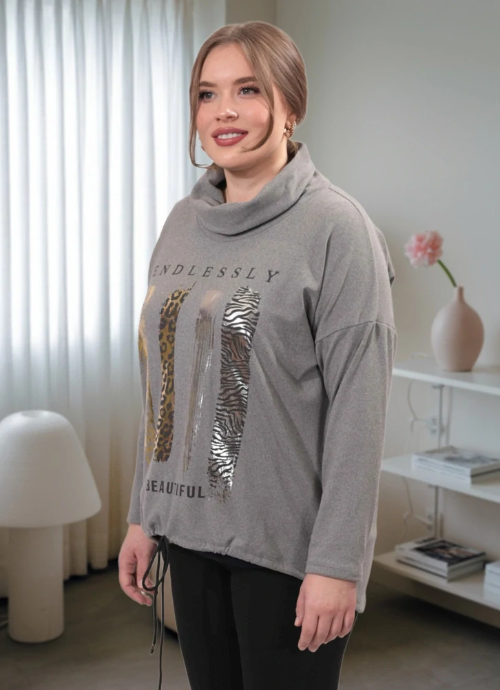 Dámská šedá teplá mikina microfleece uni velikost L-XXL P1363