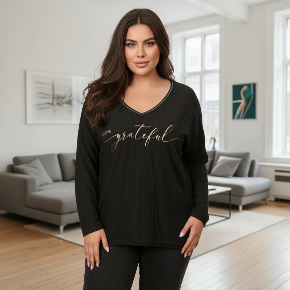 Dámské černé triko s dlouhým rukávem Anita moda uni velikost L-XXL U1393