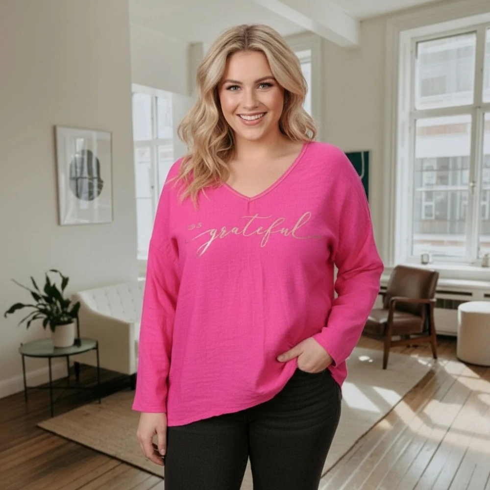 Dámské růžové triko s dlouhým rukávem Anita moda uni velikost L-XXL U1394
