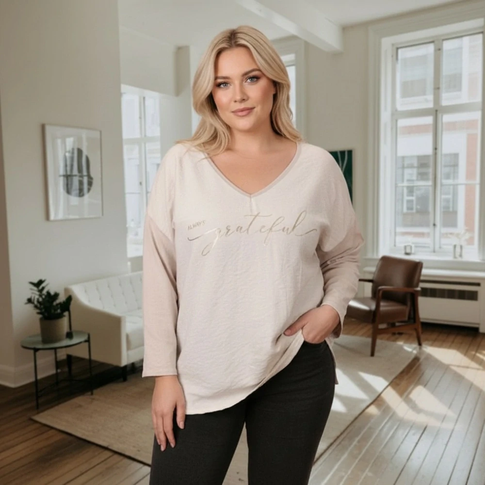Dámské béžové triko s dlouhým rukávem Anita moda uni velikost L-XXL U1395