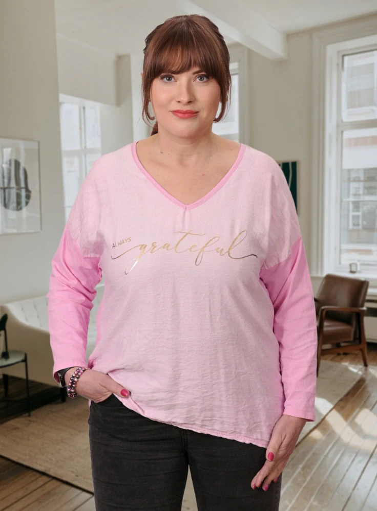 Dámské světle růžové triko s dlouhým rukávem Anita moda uni velikost L-XXL U1397