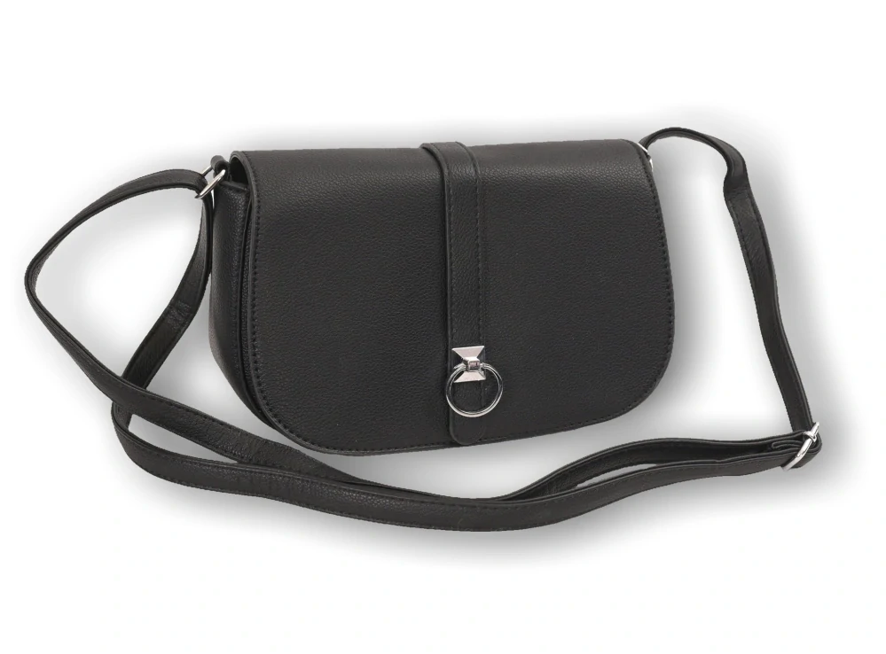 Dámská malá černá kabelka s klopou David Moda crossbody i na rameno T1497