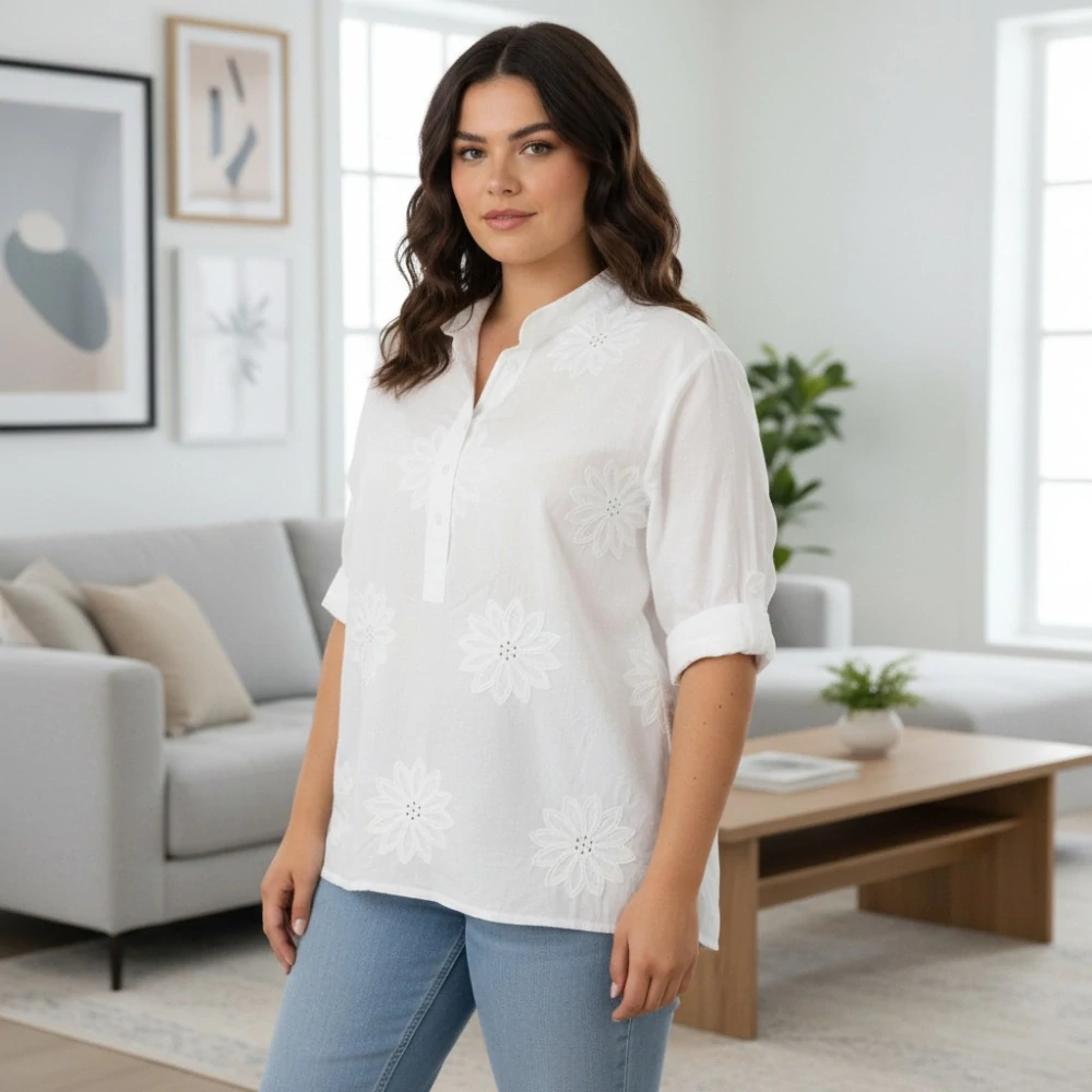 Dámská bílá bavlněná košile uni velikost L - XXL R1589