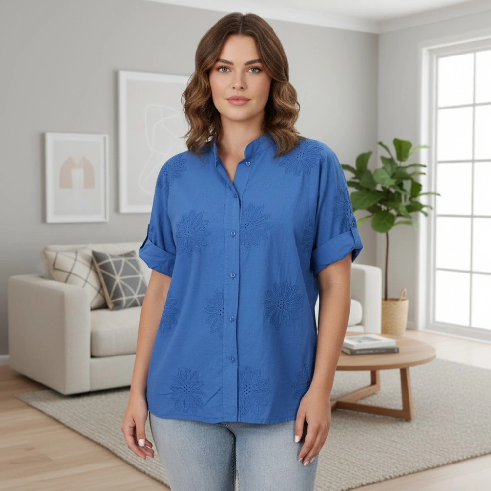 Dámská modrá bavlněná košile uni velikost L - XXL P1622