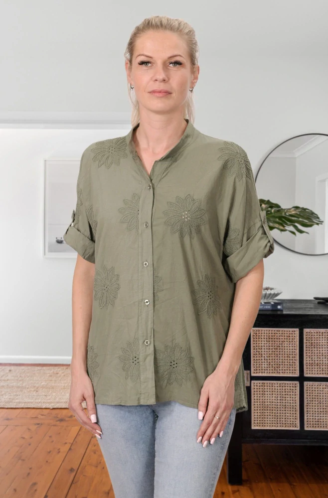 Dámská khaki bavlněná košile uni velikost L - XXL P1625