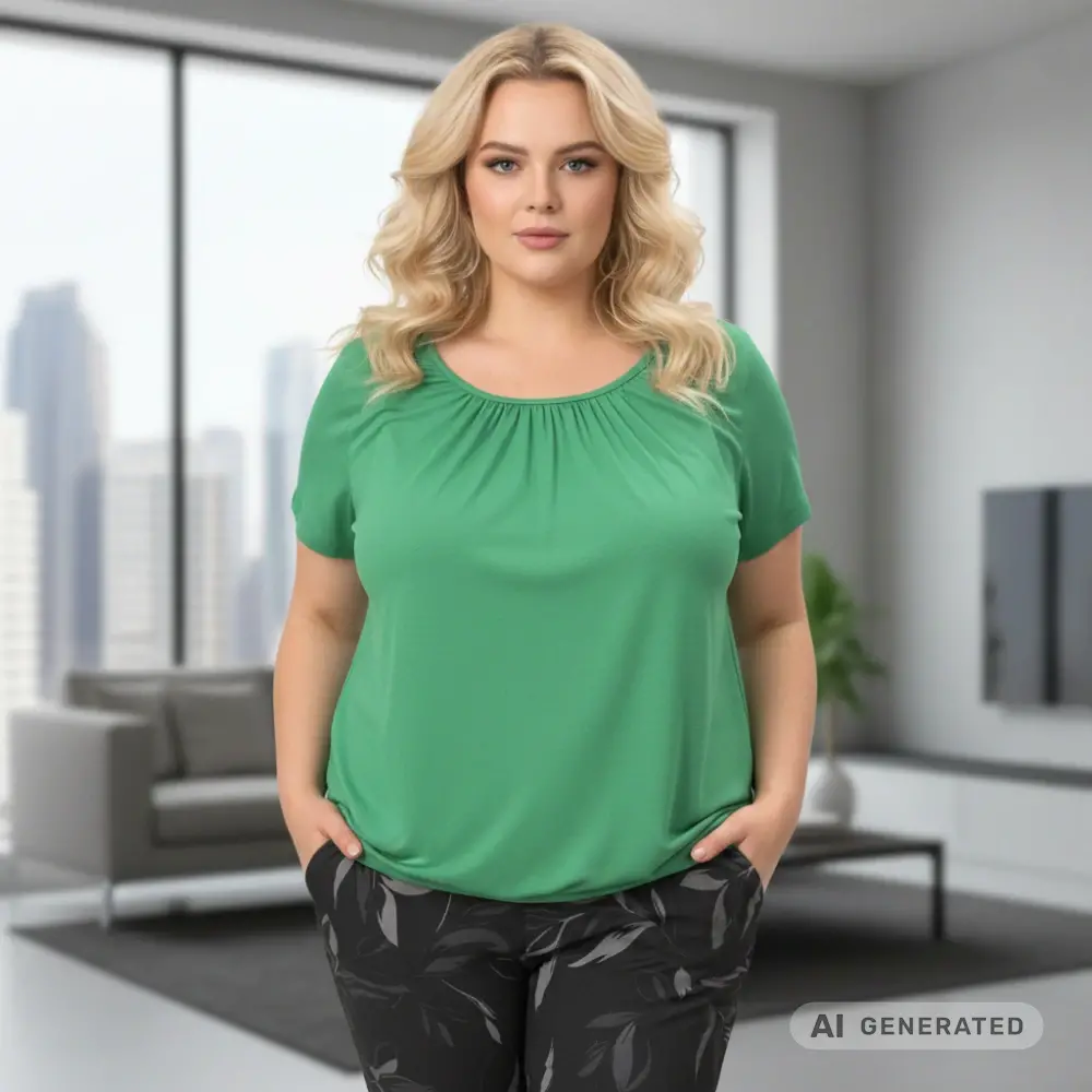 Dámské zelené triko do gumy Italy moda univerzální velikost XXL - XXXL P1692
