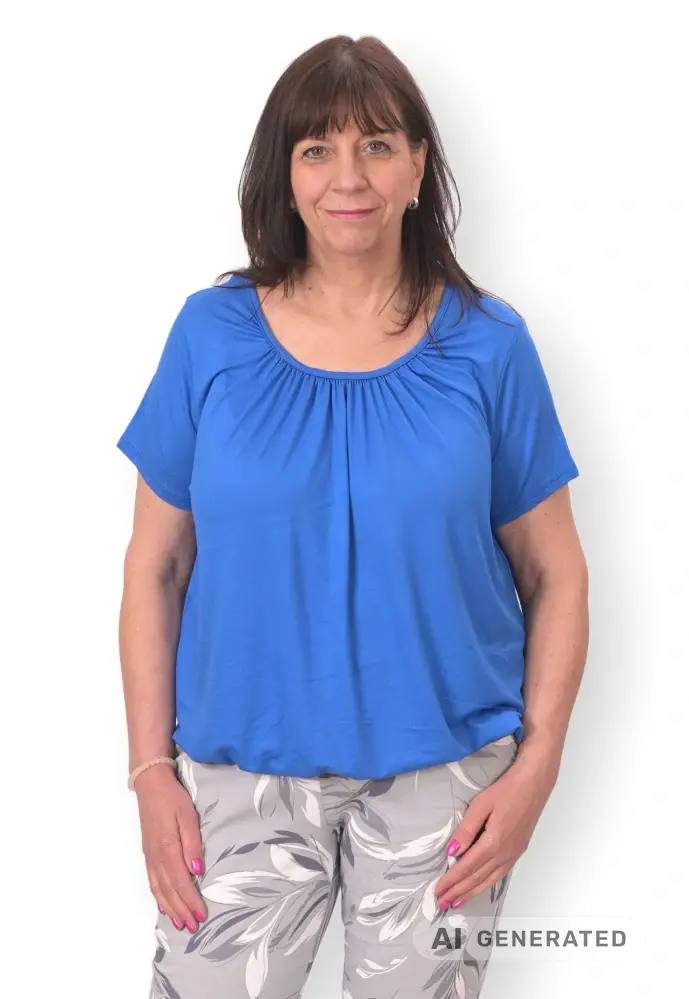 Dámské modré triko do gumy Italy moda univerzální velikost L - 4XL P1693