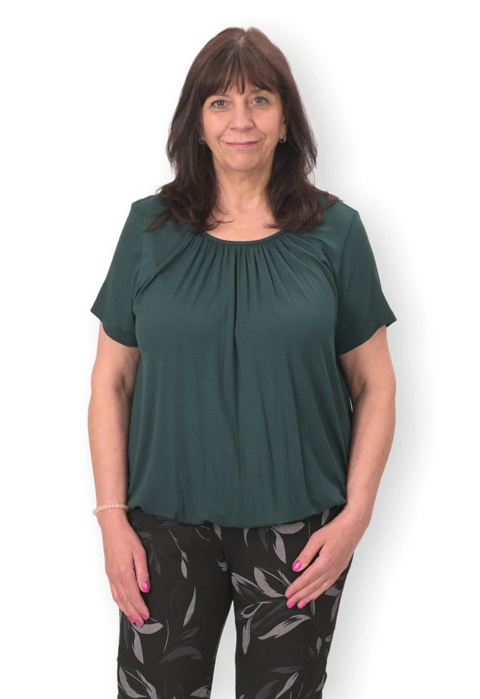 Dámské tmavě zelené triko do gumy Italy moda univerzální velikost L - 4XL P1698