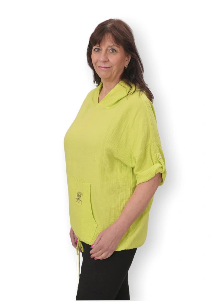 Dámská světlá žlutá bavlněná mušelínová mikina uni velikost XL-XXXL M1810