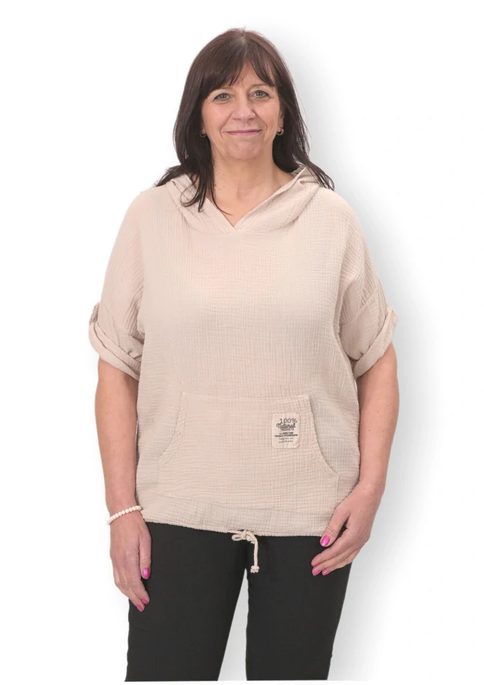 Dámská béžová bavlněná mušelínová mikina uni velikost XL-XXXL M1811