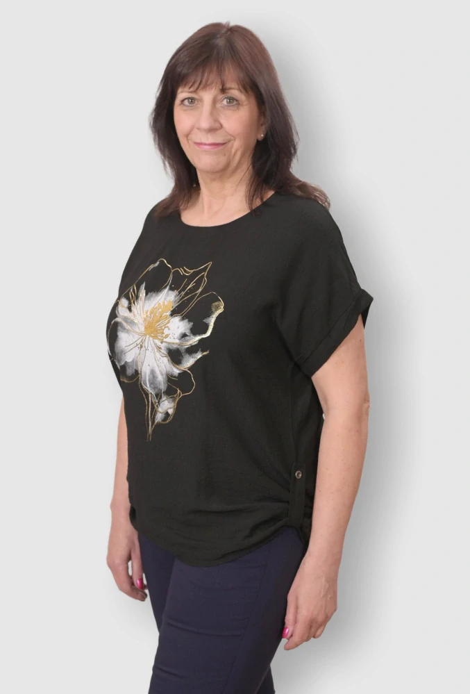 Dámské černé triko Role fashion Italy moda univerzální velikost XL - XXL O2497