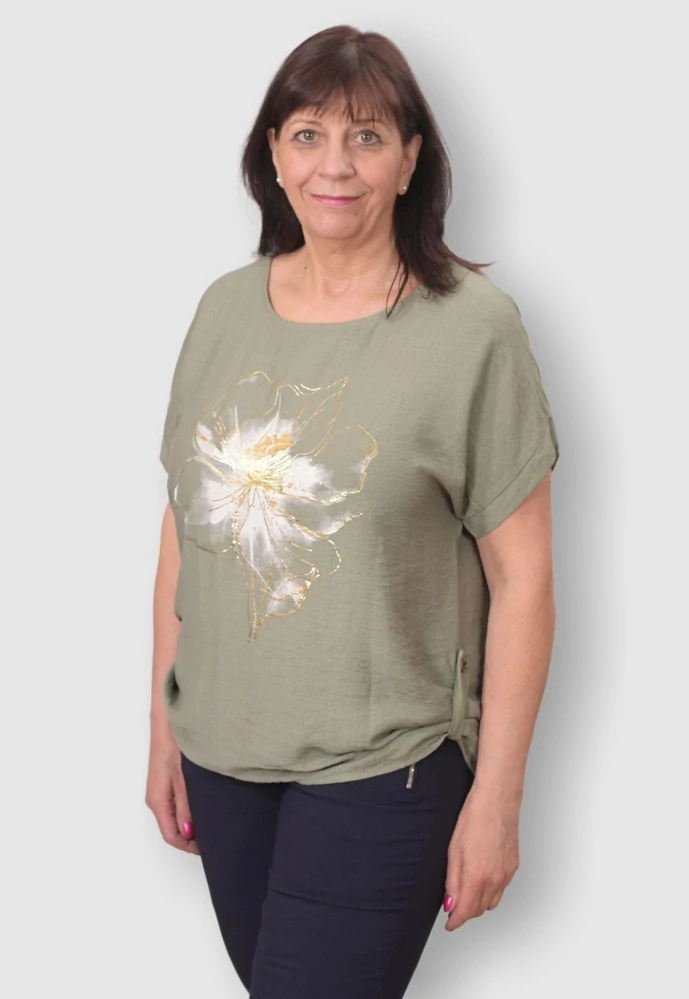 Dámské zelené triko Role fashion Italy moda univerzální velikost L - XXL O2495