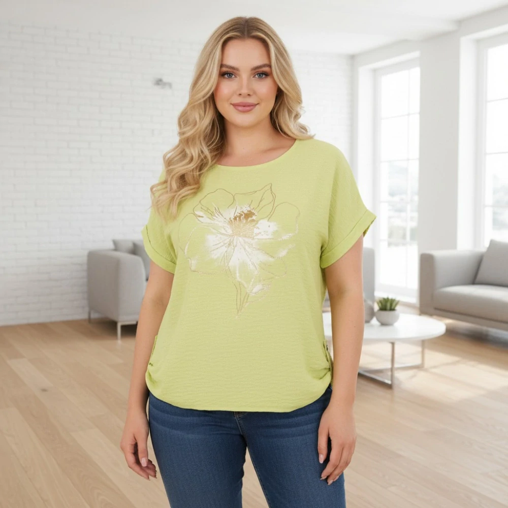 Dámské žluté triko Role fashion Italy moda univerzální velikost XL - XXL O2493