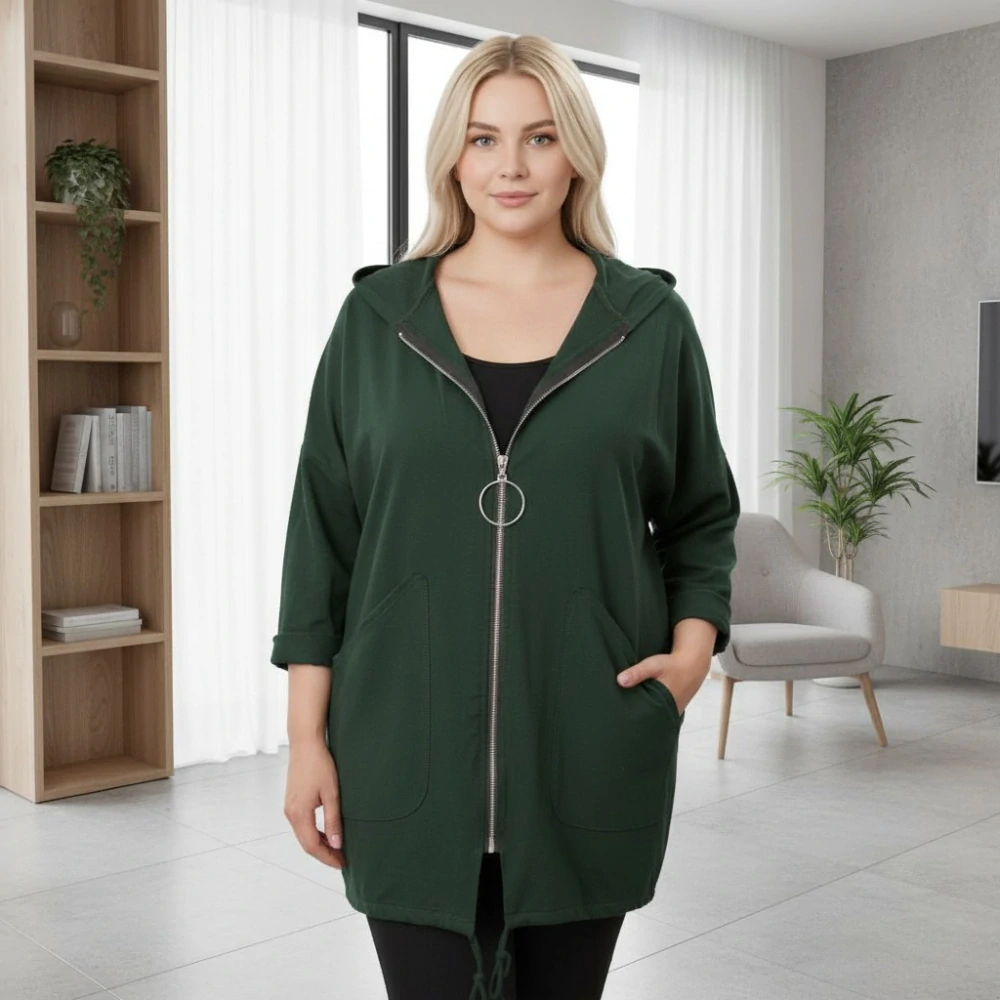 Dámská zelená mikina v nadměrné univerzální velikosti až 3XL P1165