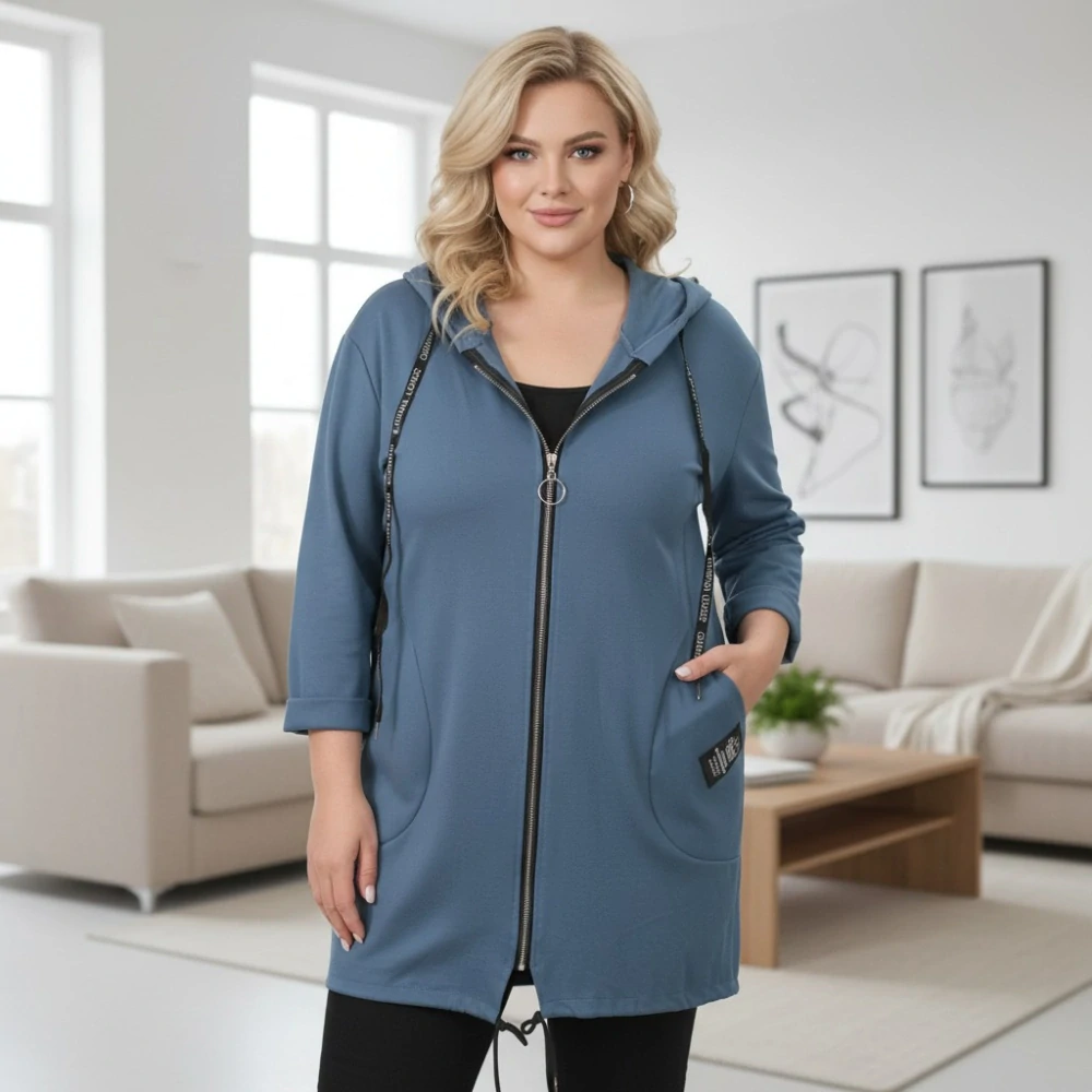 Dámská petrol dlouhá mikina v univerzální velikosti L-XXL L1998