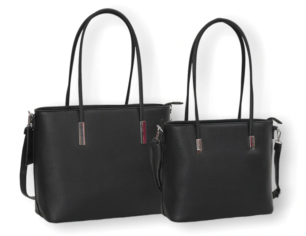 Velká černá shopper kabelka Tessra ve dvou velikostech. Vyberte si větší nebo menší kabelku. L4962