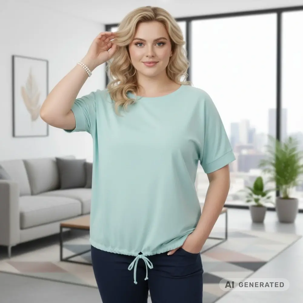 Dámské světle tyrkysové triko nadměrná univerzální velikost XL - 3XL R1306