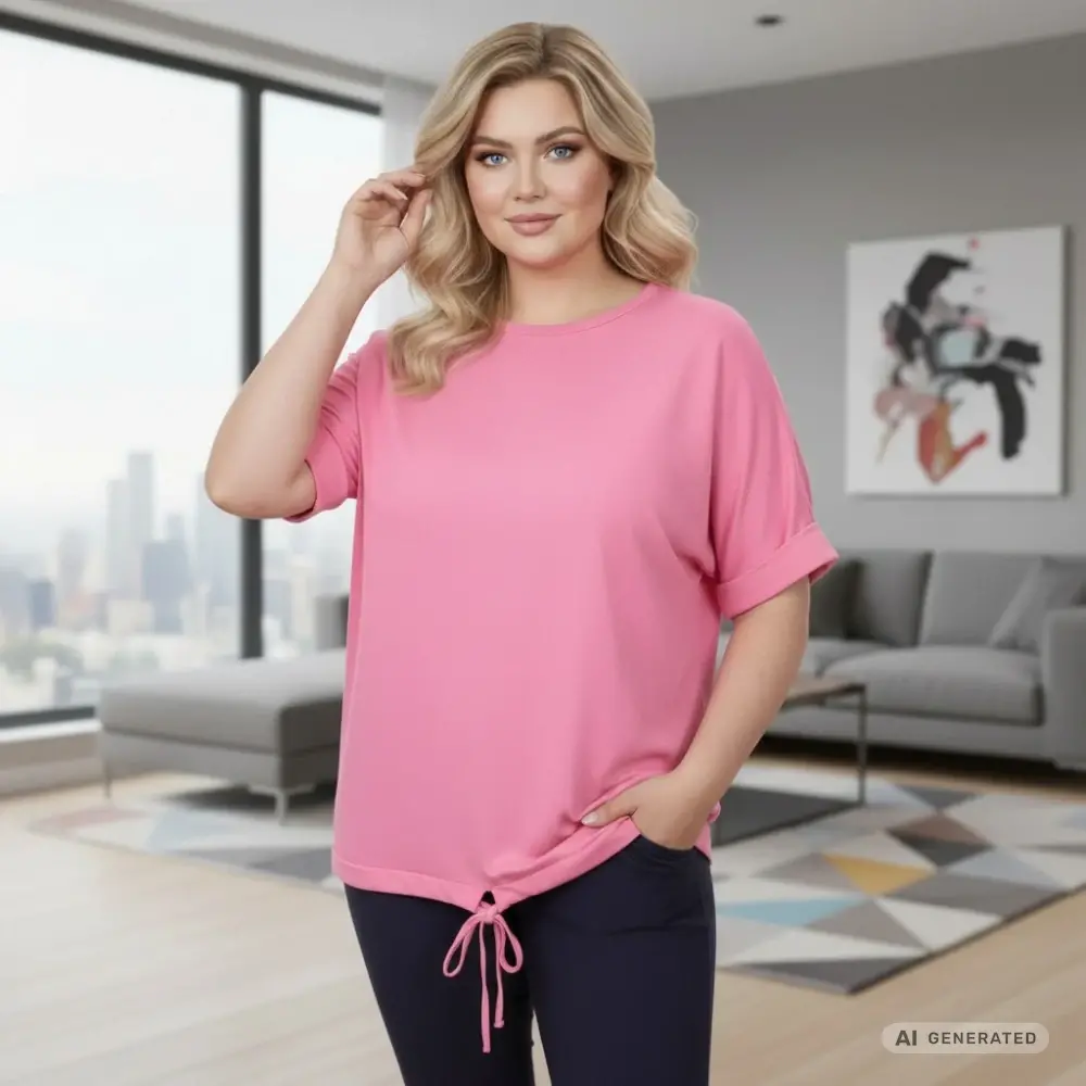 Dámské růžové triko nadměrná univerzální velikost XL - 3XL R1315